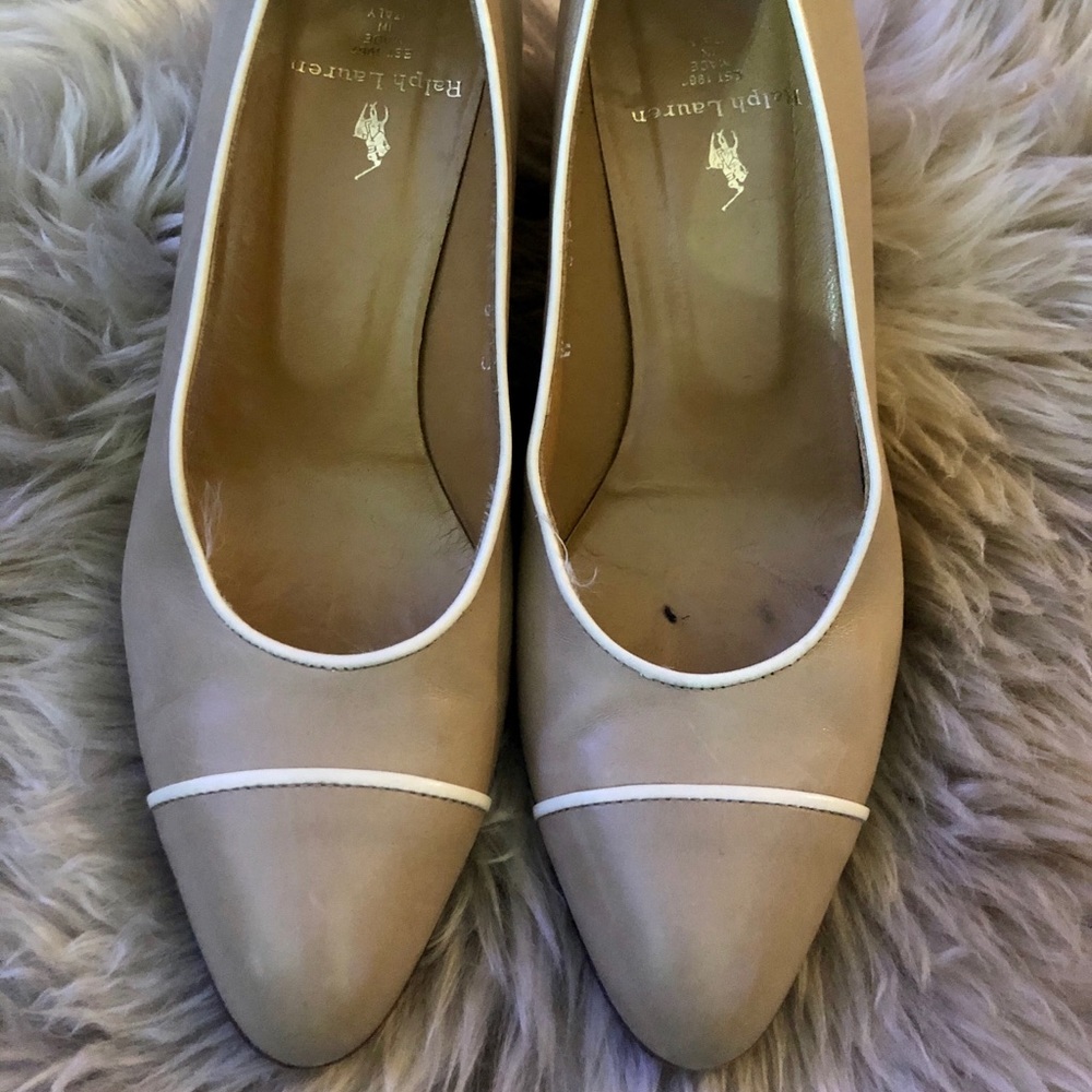 Ralph Lauren calfskin classic pumps with piping